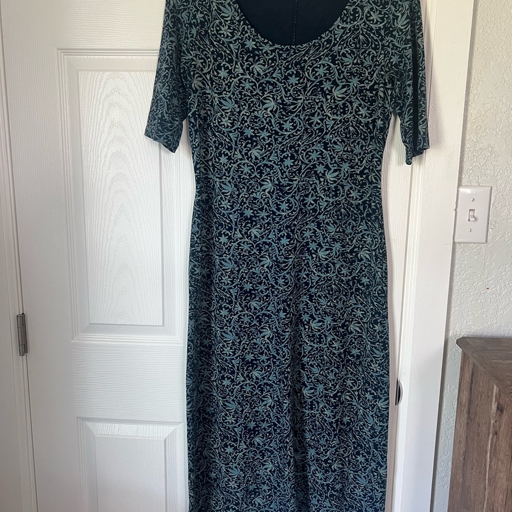 Peruvian Connection Teal Patterned Dress